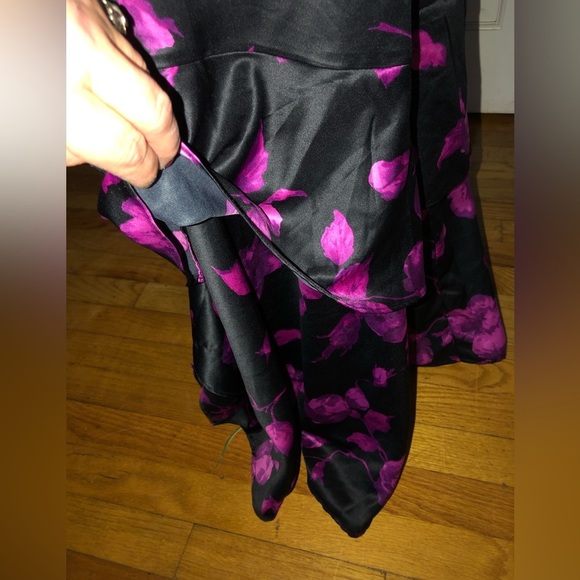 Venus size XL black & pink floral print high / low duster ties at front - Picture 7 of 16